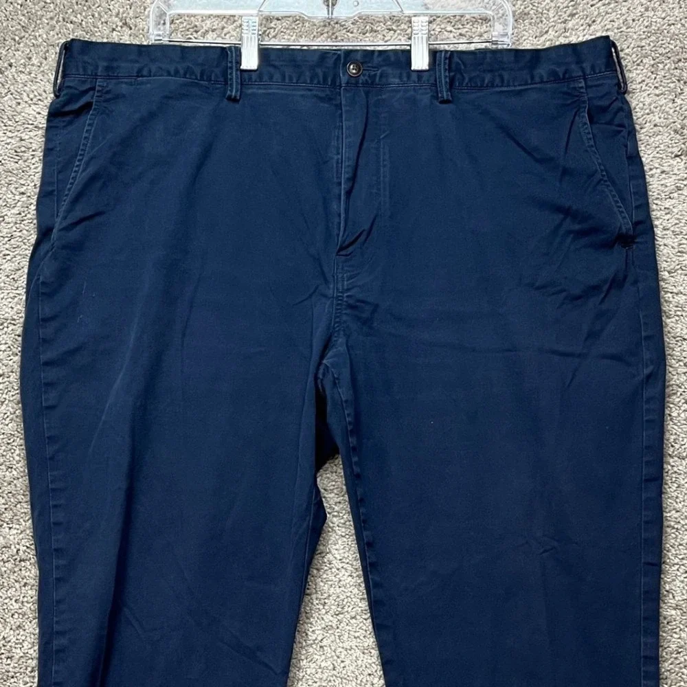 Polo Ralph Lauren Pants Mens 42x30 Navy Blue‎ Chino Stretch Straight Fit Twill